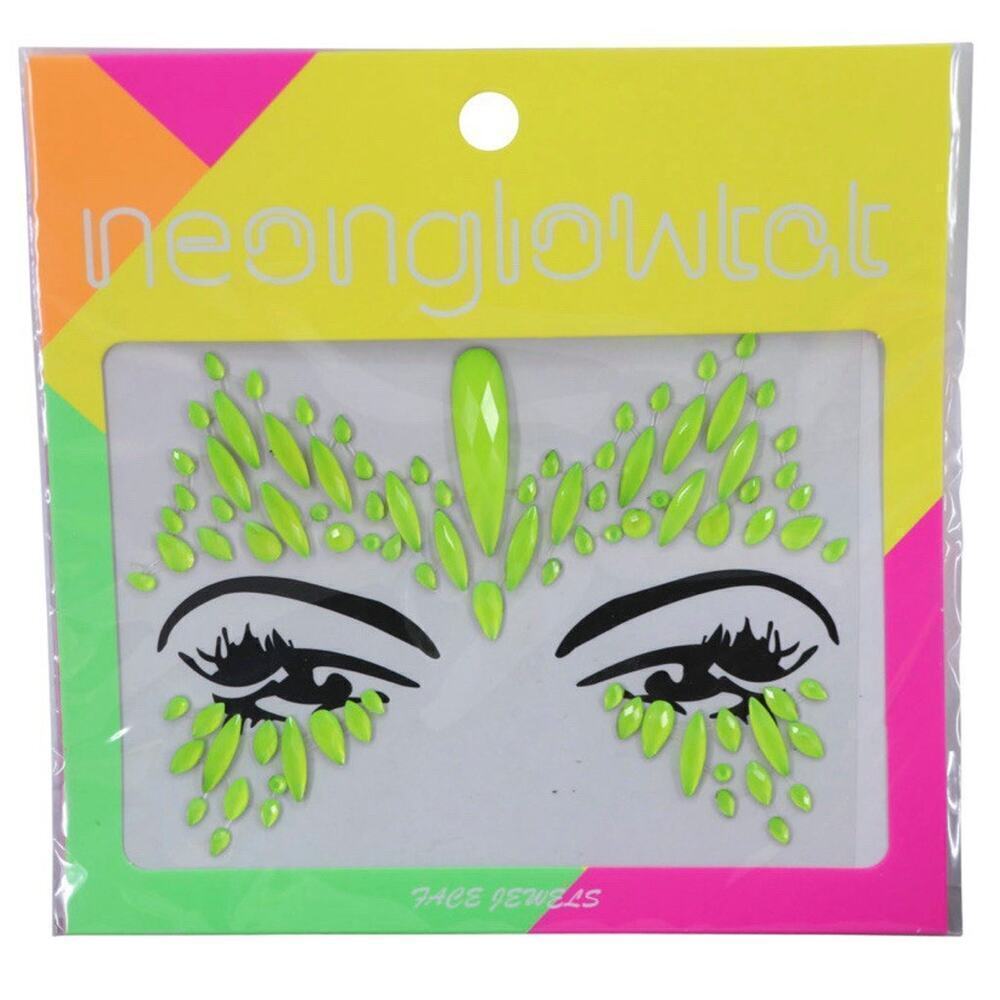 🦋B2G1🦋WESTERN FASHION Neon Glow Tat Face Jewels - Picture 2 of 4